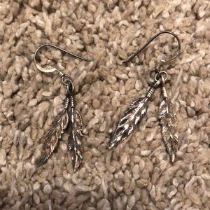 Sterling silver feather earrings